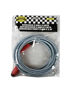 Desatascador de tuberias metalico flexible, 5 m x 8 mm