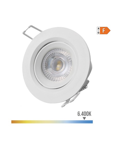 Downlight led empotrable redondo 5 w 6400 k 380 lm luz fría color blanco ø9 cm
