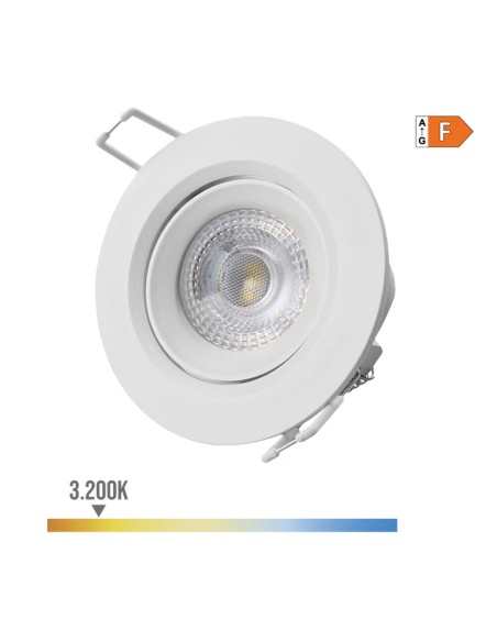 Downlight led empotrable redondo 5 w 3200 k 380 lm luz cálida color blanco ø9 cm
