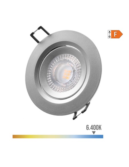Downlight led empotrable redondo 5 w 6400 k luz fria color cromo ø9 cm