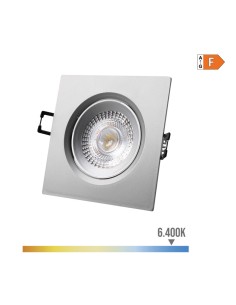 Downlight led empotrable cuadrado 5 w 6400 k luz fria color cromo 9 x 9 cm