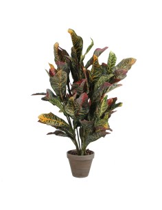 Croton verde pvc con maceta gris