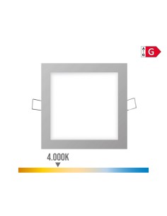 Mini downlight led empotrable cuadrado 6 w 4000 k luz dia color cromo 11,7 x 11,7 cm