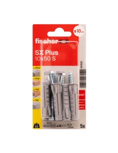 Tacos sx plus sk nv ø10 x 50 mm + tornillos ø7 x 65 mm, blister 5 uds